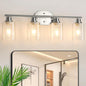 Unicozin Bathroom Light Fixtures, 4 Light Vanity Lights for Bathroom, Brushed Nickel Wall Lamp with Clear Glass for Mirror, Living Room, Hallway, Cabinet, E26 Base