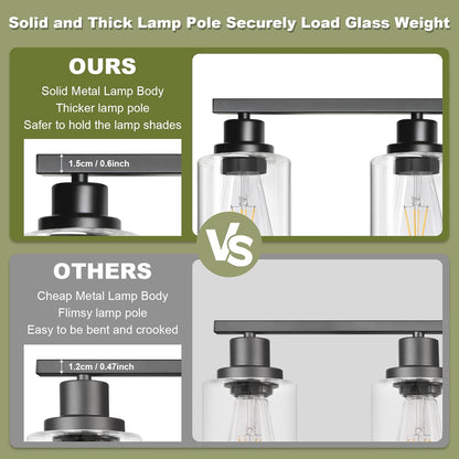 Unicozin Modern Bathroom Light Fixtures, 5 Light Vanity Lights Over Mirror, Black Wall Lamp with Clear Glass for Living Room Cabinet Bedroom Porch