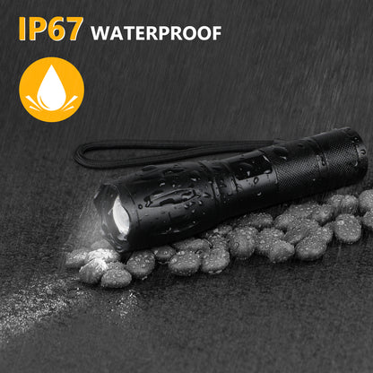 Unicozin LED Torch 1 Pack, 2000LM LED Flashlight Adjustable, 5 Modes Focus Zoomable, 3 x AAA Batteries Included, Waterproof Powerful Pocket Torch for Camping, Hiking, Walking, Outdoor, Emergency