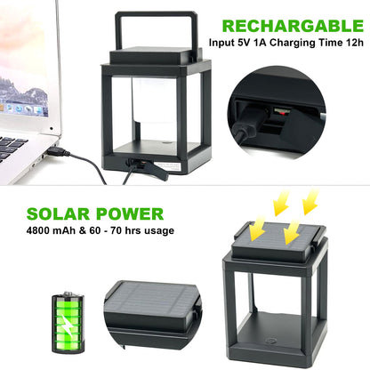 Unicozin Solar Lantern Outdoor Light, Outdoor Hanging for Patio Waterproof, 3 Brightness Levels, Rechargeable Table Light for Outside Porch Patio