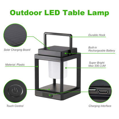 Unicozin Solar Lantern Outdoor Light, Outdoor Hanging for Patio Waterproof, 3 Brightness Levels, Rechargeable Table Light for Outside Porch Patio