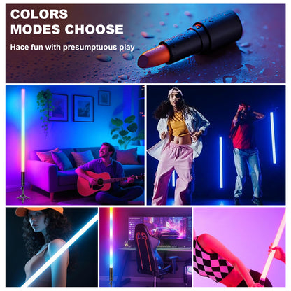 Unicozin 4 Pack RGB Tube Light Bar with Light Stand, 5200mAh Rechargeable Battery, 11-Level Brightness, 500 Lighting Effects for DJ Lighting, Dance Club and Photography Lighting