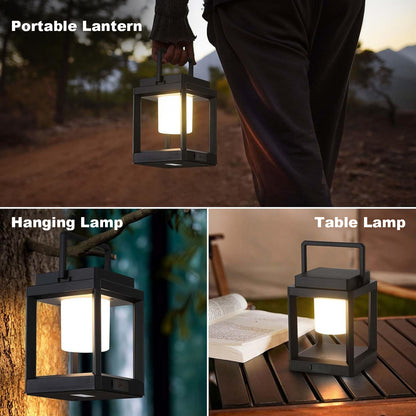 Unicozin Solar Lantern Outdoor Light, Outdoor Hanging for Patio Waterproof, 3 Brightness Levels, Rechargeable Table Light for Outside Porch Patio
