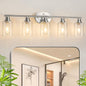 Unicozin Bathroom Light Fixtures, 5 Light Vanity Lights for Bathroom, Brushed Nickel Wall Lamp with Clear Glass for Mirror, Living Room, Hallway, Cabinet, E26 Base
